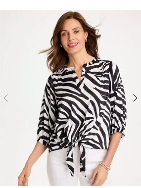 Chico’s Satin Animal Print Tie-Front Top